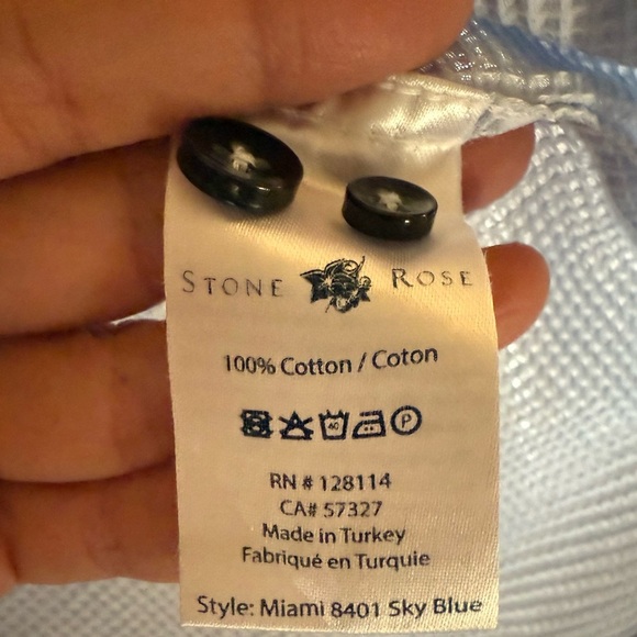 Stone Rose Men’s Long Sleeve Button-Down Shirt | Size L | Light Blue - Picture 6 of 6